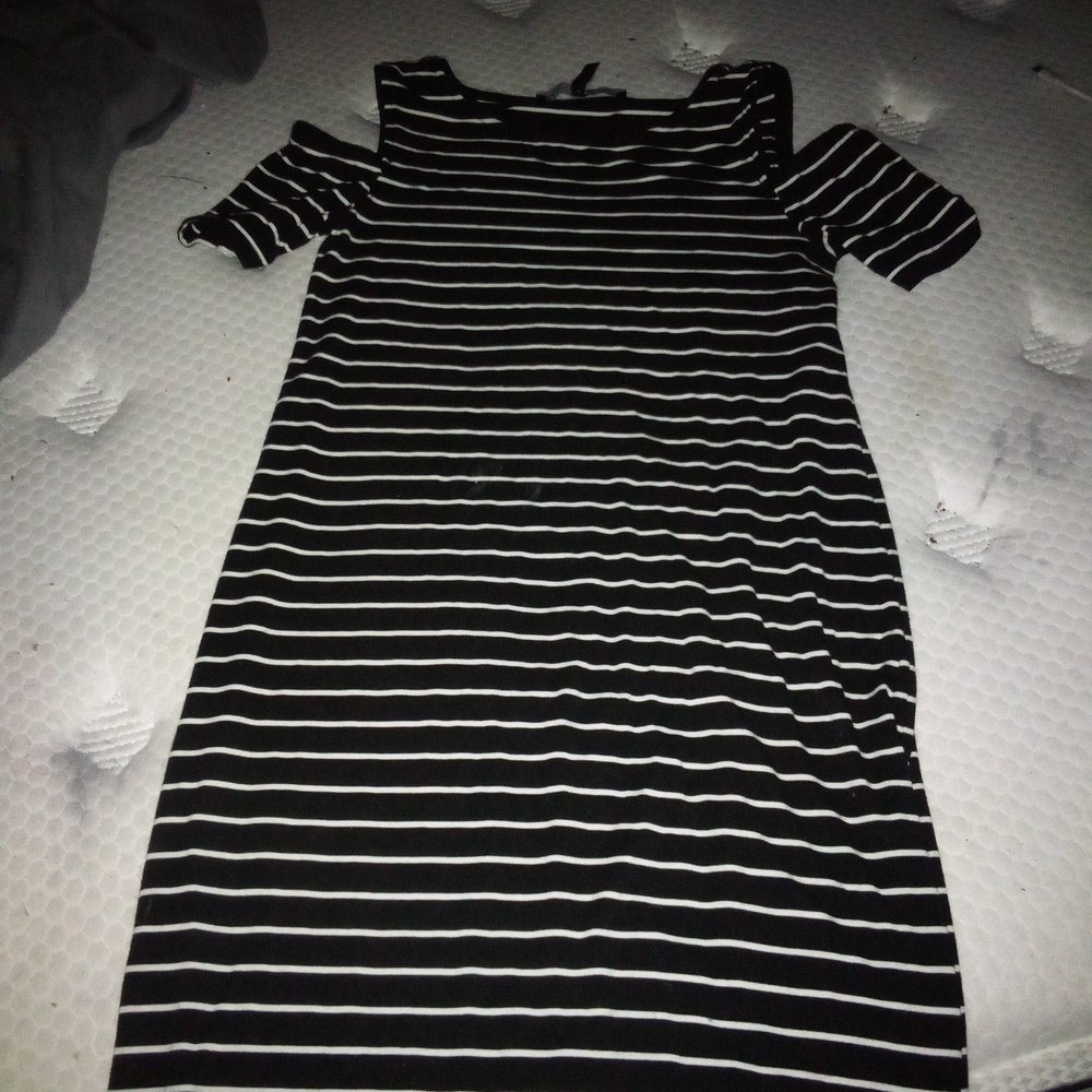 Black and White Striped Women's Dress